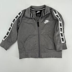 Nike Baby Grey Track Jacket Logo Stripe Pockets Infant Boys 12 Months